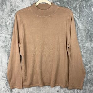 Pendleton Sweater Womens XL P Camel Silk Blend Long Sleeve Mock Neck Neutral